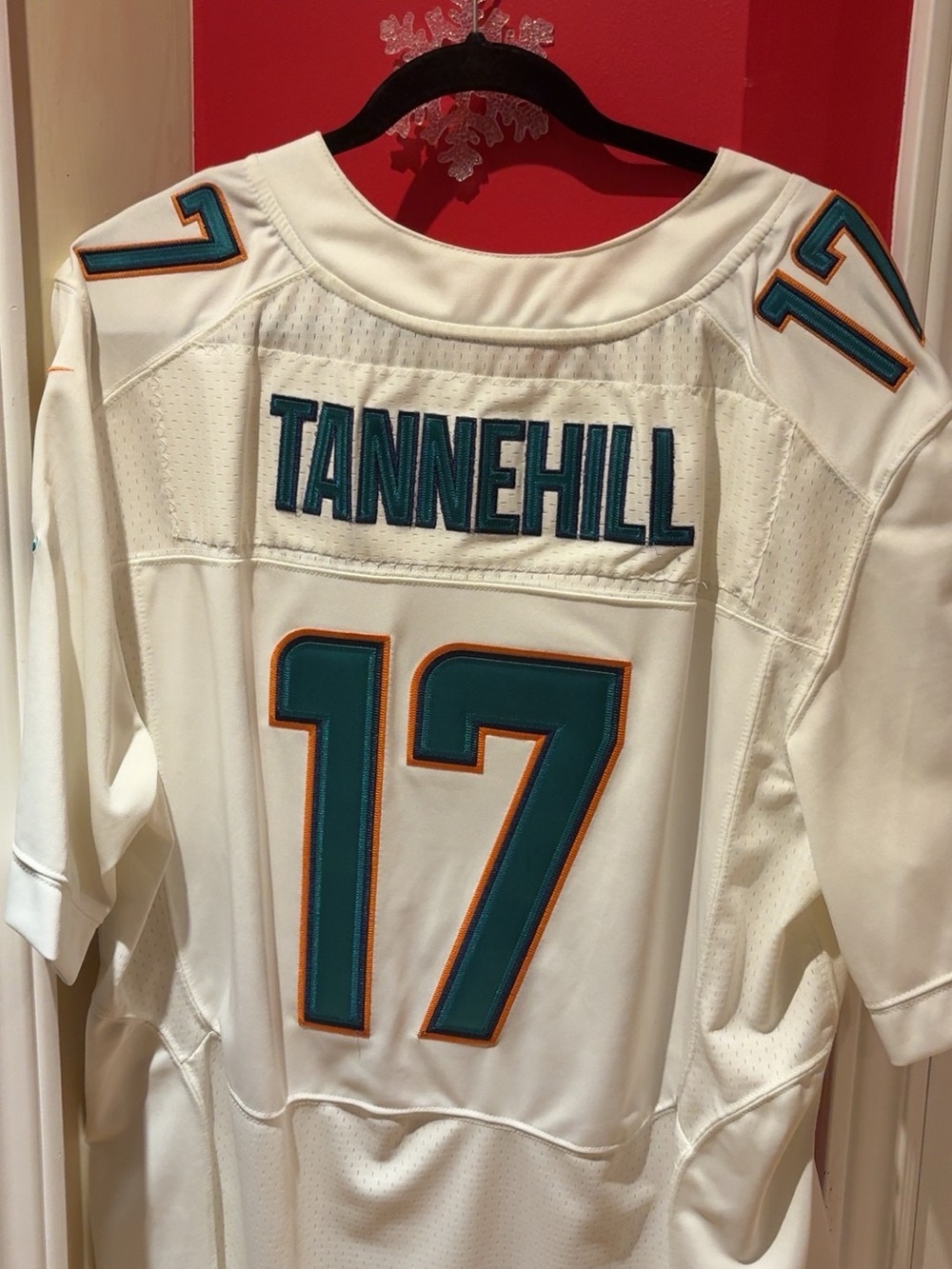 NFL White #17 Tannehill Football Jersey with Teal & Orange Accents